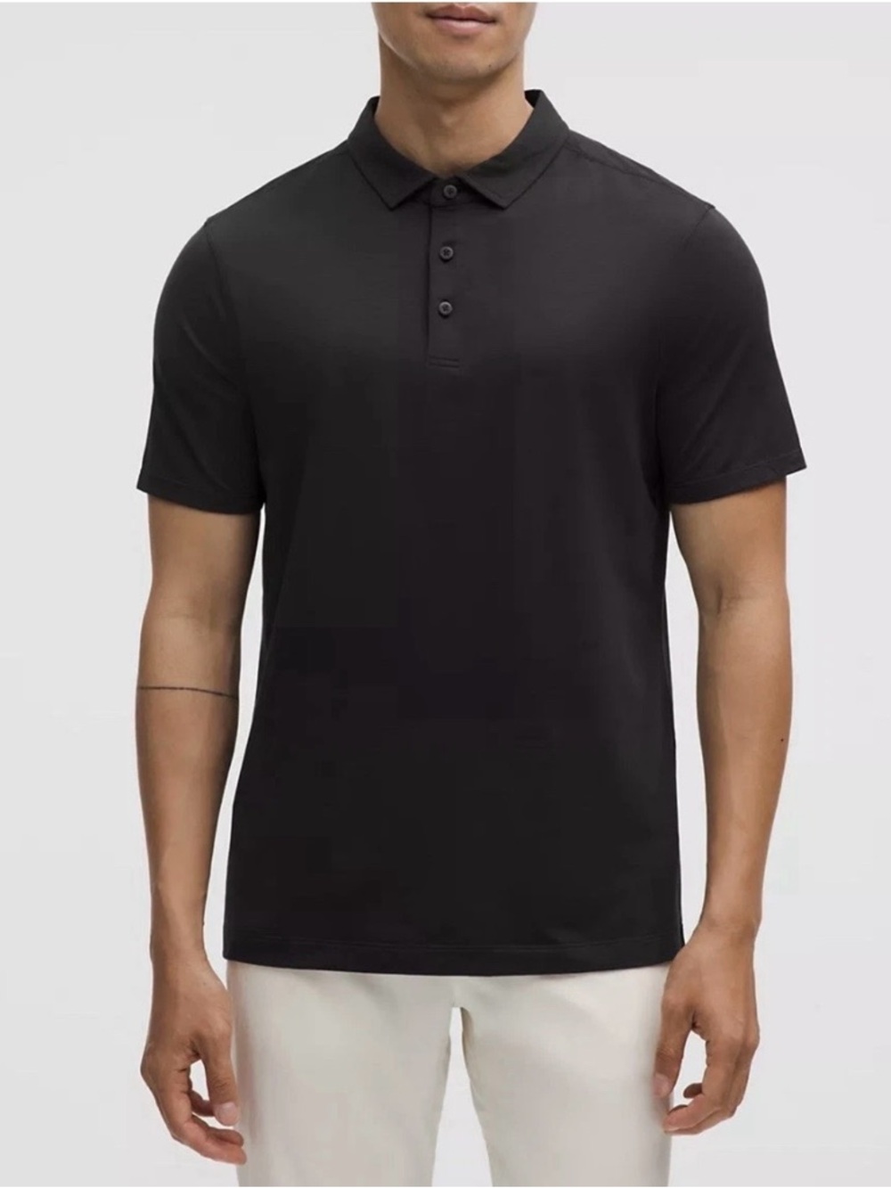 lululemon athletica Men's Black Evolution Short-Sleeve Polo Size Small